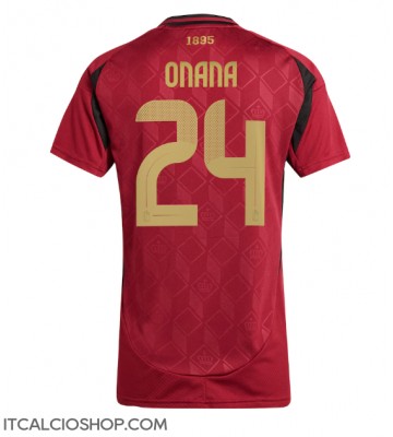 Belgio Amadou Onana #24 Prima Maglia Femmina Europei 2024 Manica Corta